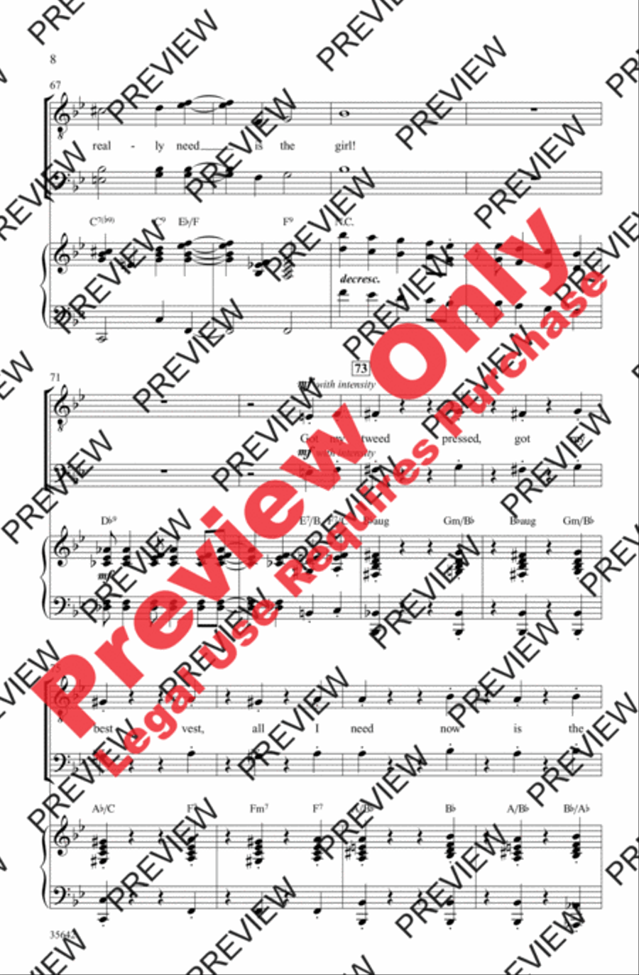 All I Need Is the Girl Men's Choir scores gallery preview page 8