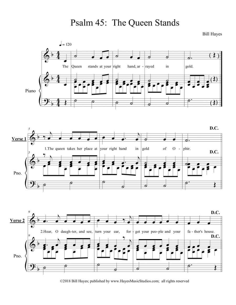 Psalm 45: The Queen Stands - piano/vocal Voice scores gallery preview page 1
