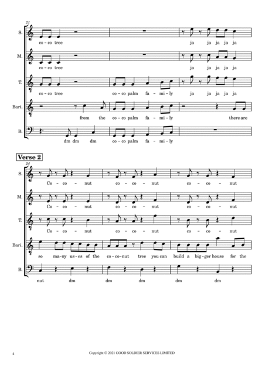 The Coconut Nut (the Coconut Song) 4-Part scores gallery preview page 4