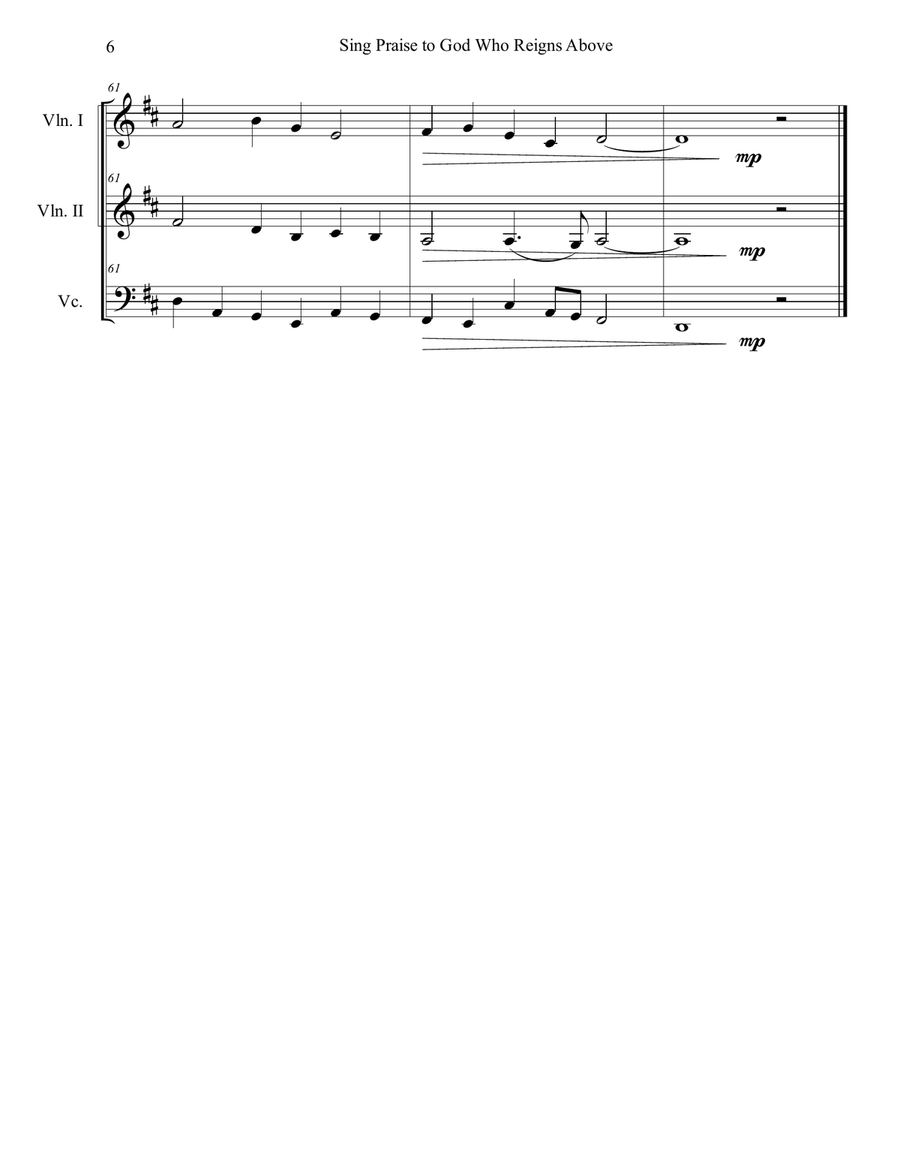 Sing Praise to God Who Reigns Above String Trio scores gallery preview page 6