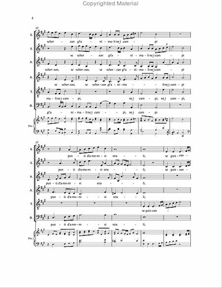 Se cantano gl'augelli Se cantano gl'augelli SSAATB scores gallery preview page 5
