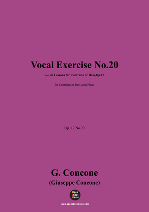 G. Concone-Vocal Exercise No.20,for Contralto(or Bass) and Piano