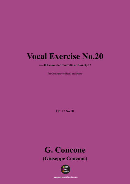 G. Concone-Vocal Exercise No.20,for Contralto(or Bass) and Piano image number null