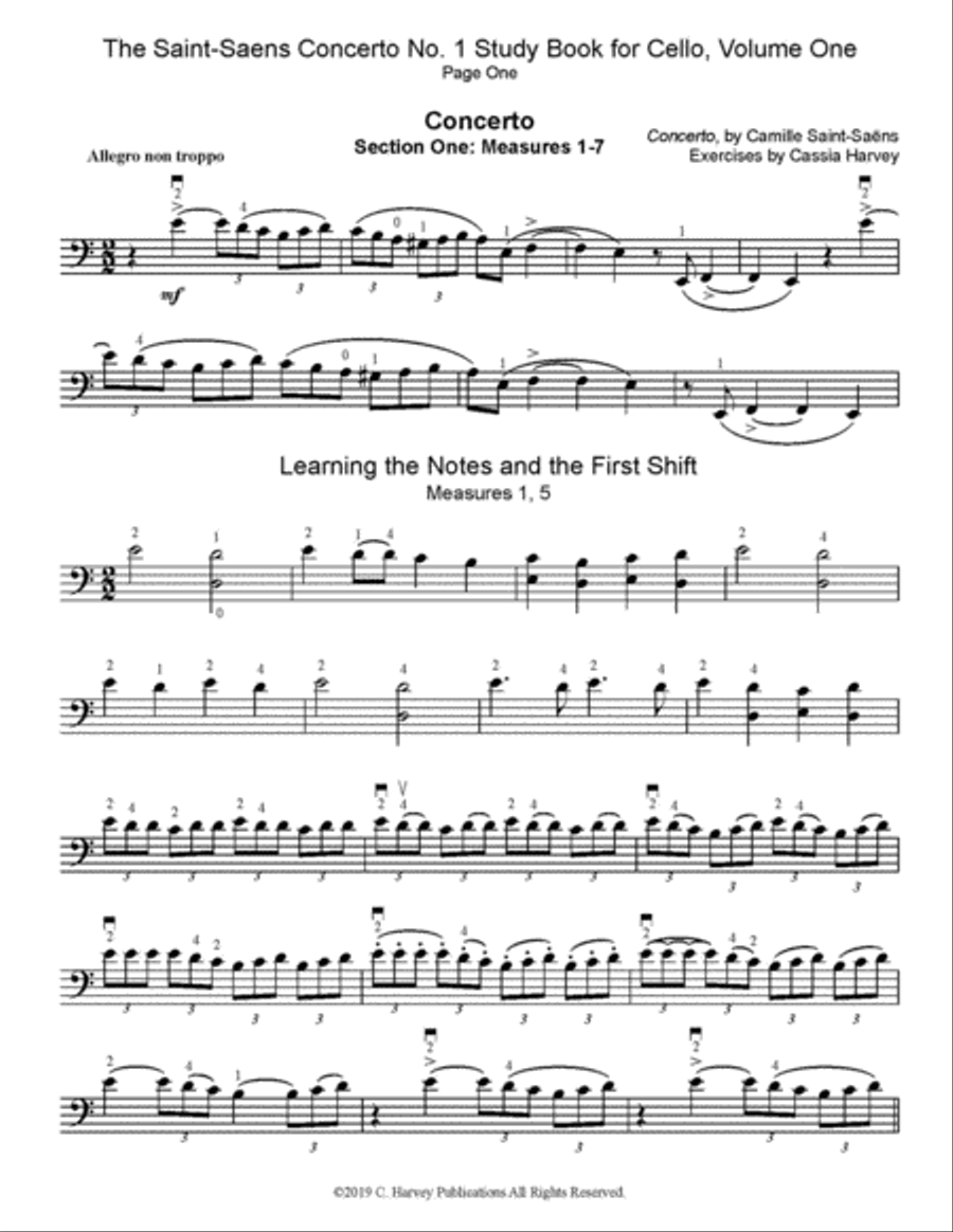 The Saint-Saens Cello Concerto No. 1 Study Book, Part One Cello Solo scores gallery preview page 2