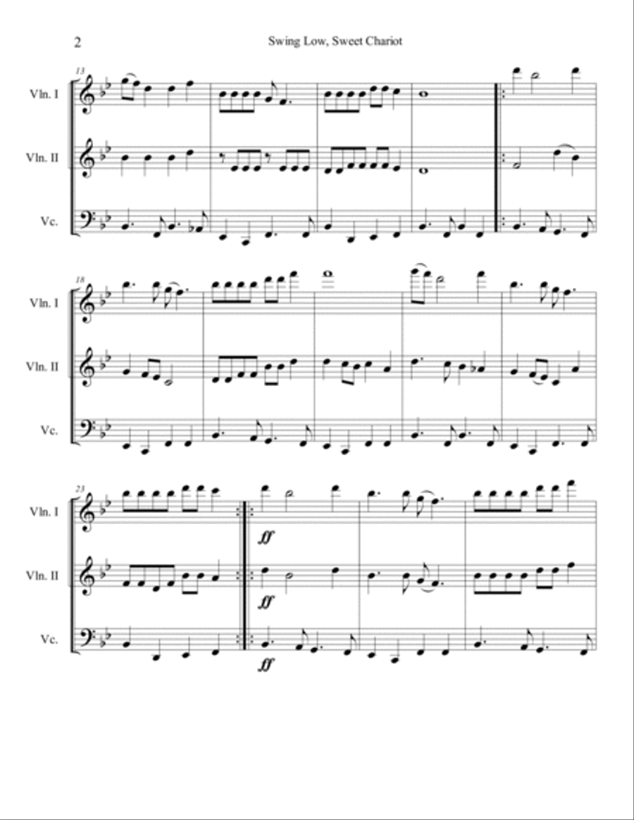 Swing Low, Sweet Chariot String Trio scores gallery preview page 3