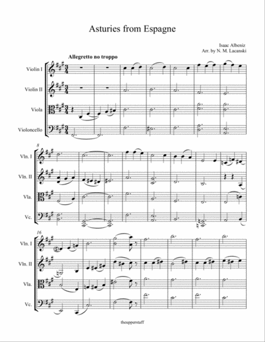 Asturies from Espagnole Asturies from Espagnole String Quartet scores gallery preview page 2