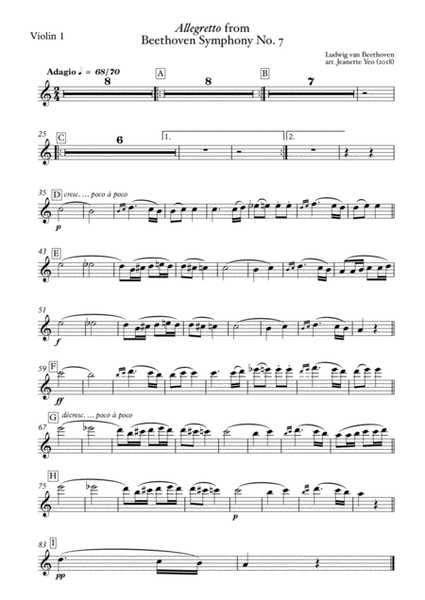 Allegretto from Beethoven Symphony No. 7 for String Ensemble (Parts)