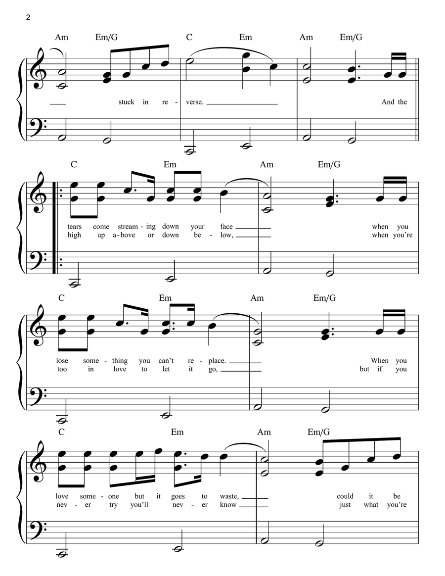 Fix You Easy Piano scores gallery preview page 2