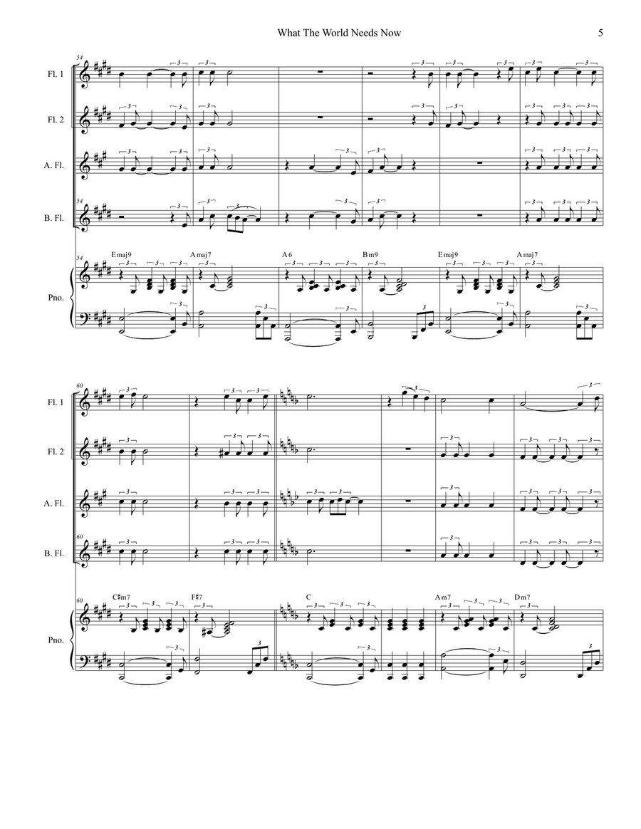 What The World Needs Now Is Love Woodwind Ensemble scores gallery preview page 5
