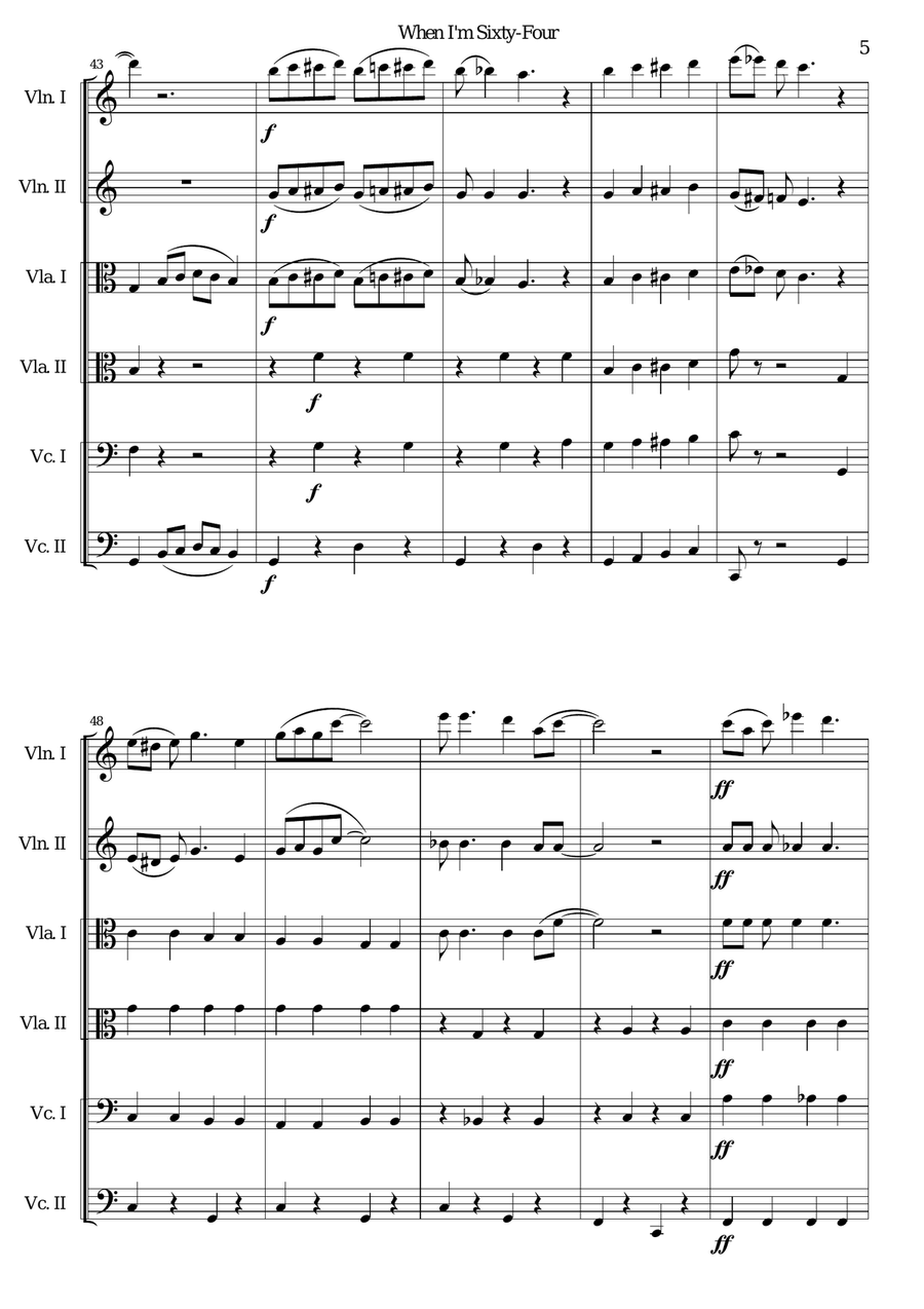 When I'm Sixty-Four Small Ensemble scores gallery preview page 5