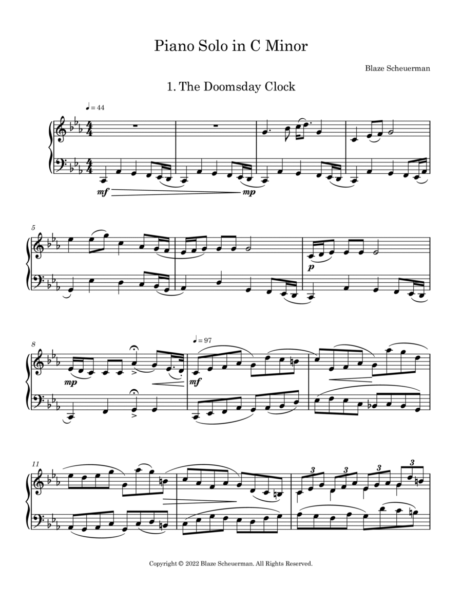 The Doomsday Clock Piano Solo scores gallery preview page 1