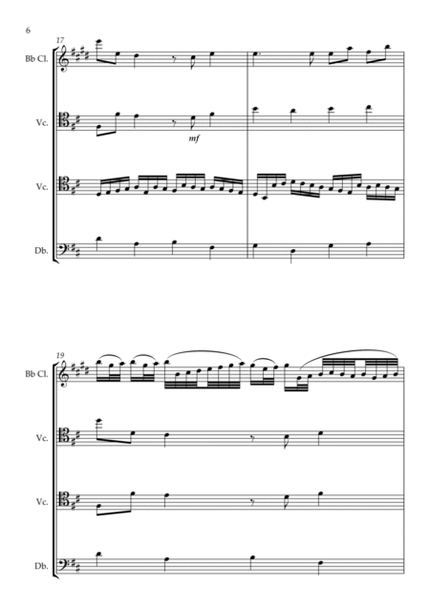 Canon in D for Bb Clarinet, 2 cellos and bass (transposed) w/ individual parts image number null