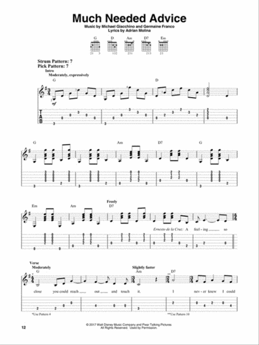 Disney/Pixar's Coco Guitar Tablature scores gallery preview page 5