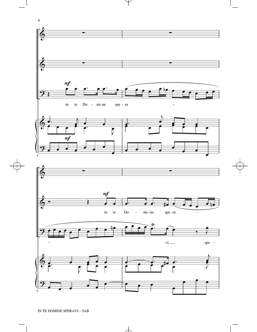 In Te Domine Speravi (ed. Ryan Kelly) 3-Part scores gallery preview page 2
