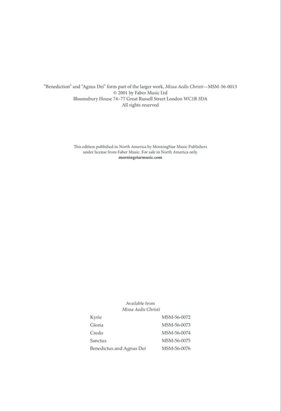 Benedictus and Agnus Dei from Missa Aedis Christi Divisi scores gallery preview page 2