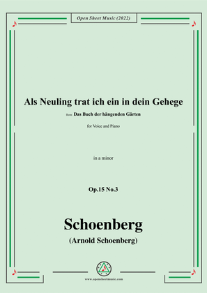 Book cover for Schoenberg-Als Neuling trat ich ein in dein Gehege,in a minor,Op.15 No.3
