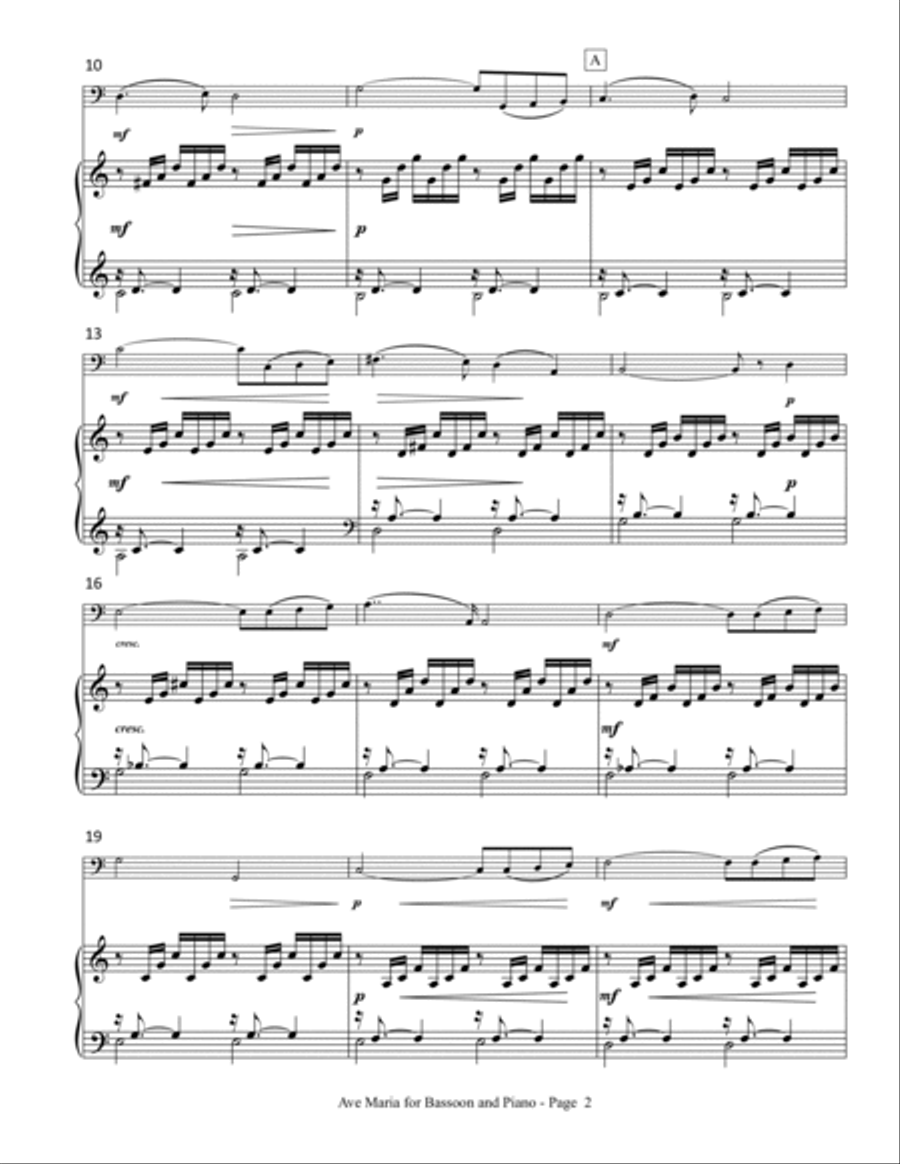 Bach-Gounod: Ave Maria for Bassoon and Piano Bassoon Solo scores gallery preview page 3