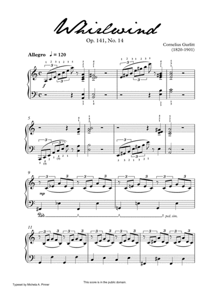 Whirlwind (Op. 141, No. 14) by Gurlitt