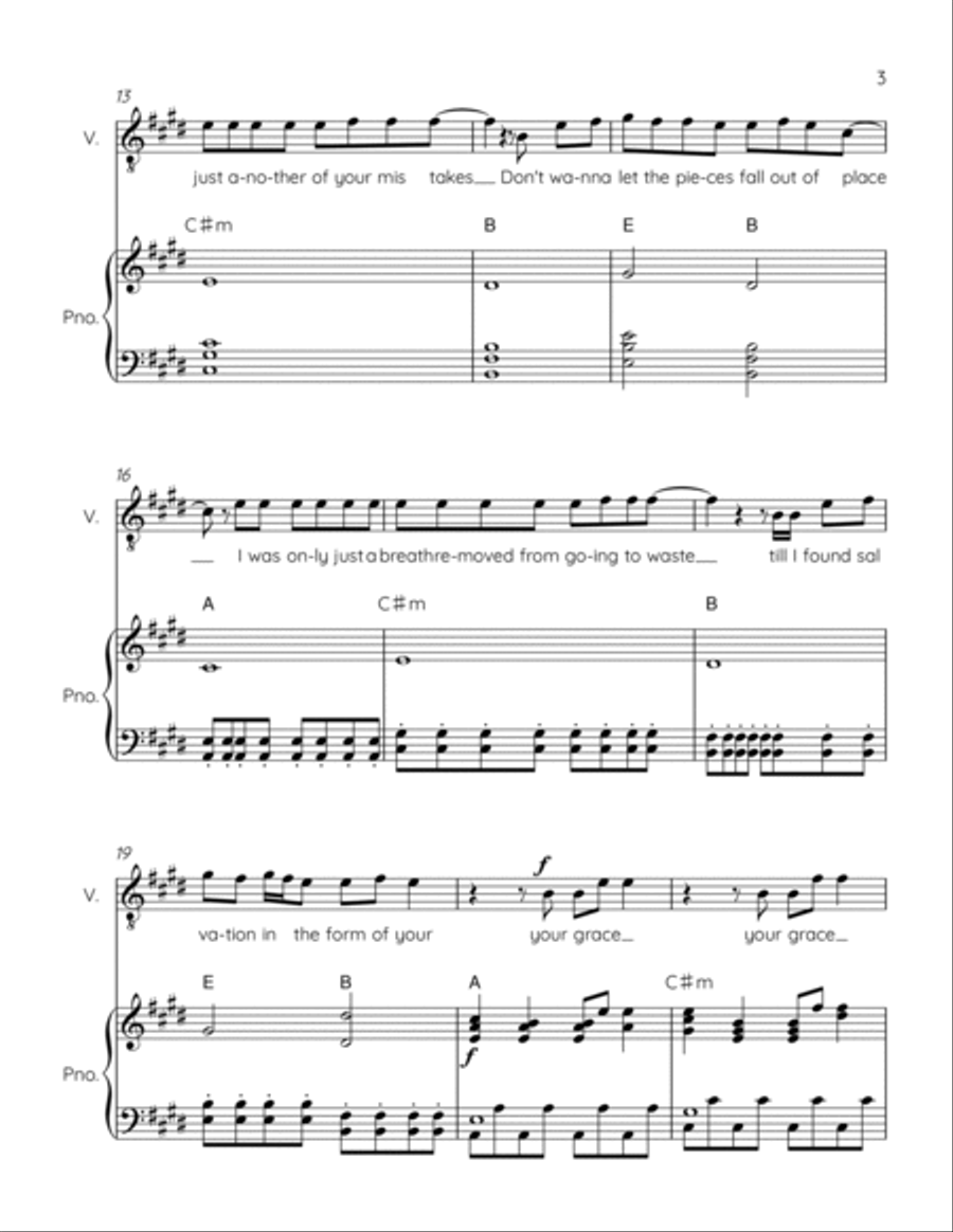 Grace Piano, Vocal, Guitar scores gallery preview page 3