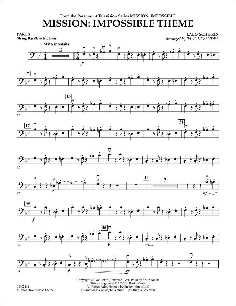 Book cover for Mission: Impossible Theme (arr. Paul Lavender) - Pt.5 - String/Electric Bass