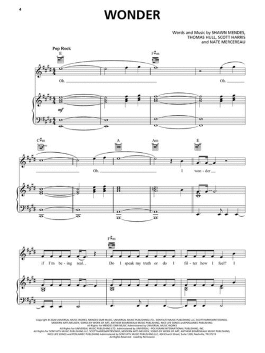 Shawn Mendes – Wonder Piano, Vocal, Guitar scores gallery preview page 5