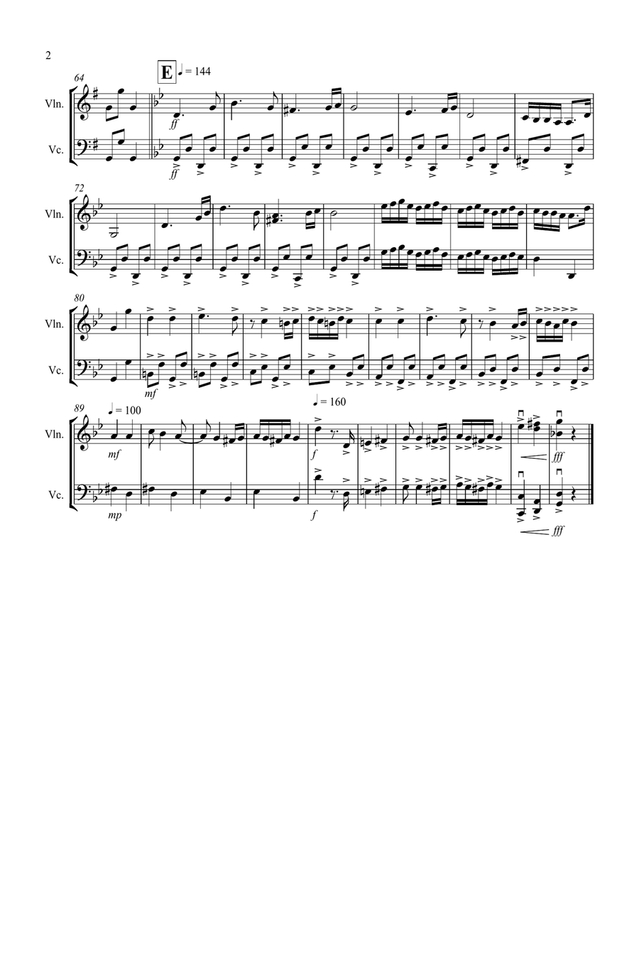 Hungarian Dance No.5 for Violin and Cello String Duet scores gallery preview page 2