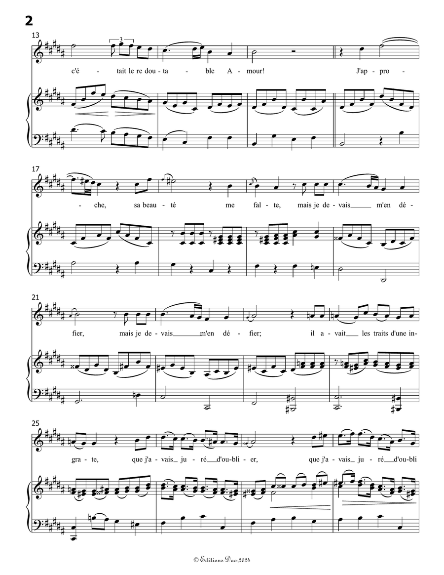 Dans un bois solitaire, by Mozart, K.308/295b, in B Major Piano, Vocal scores gallery preview page 4