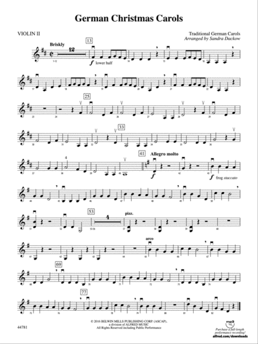 German Christmas Carols: 2nd Violin String Orchestra scores gallery preview page 1