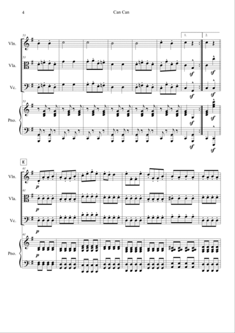 Can Can (from Orpheus in the Underworld) Piano Quartet scores gallery preview page 4