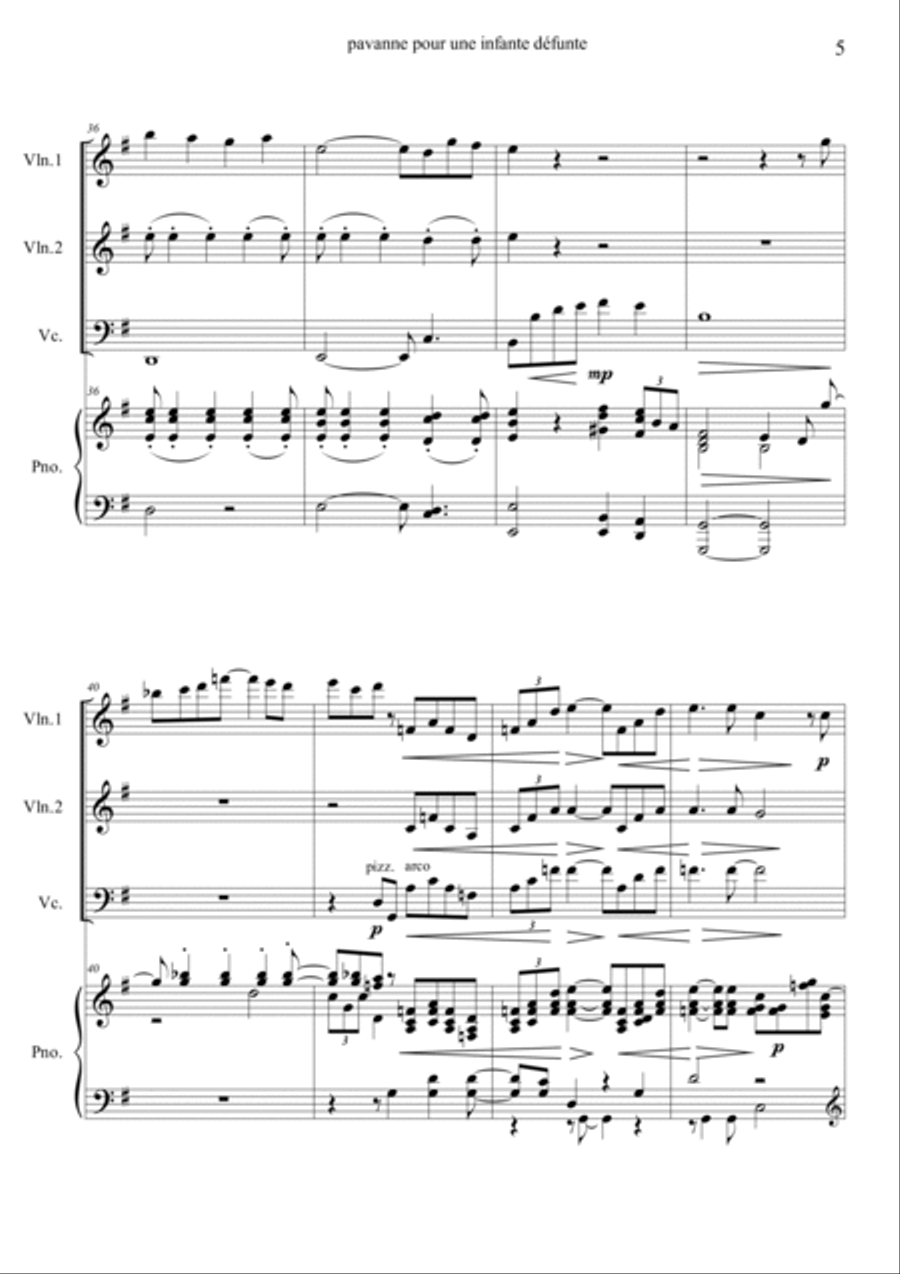 Pavanne Pour Une Infante Defunte Piano Quartet scores gallery preview page 5