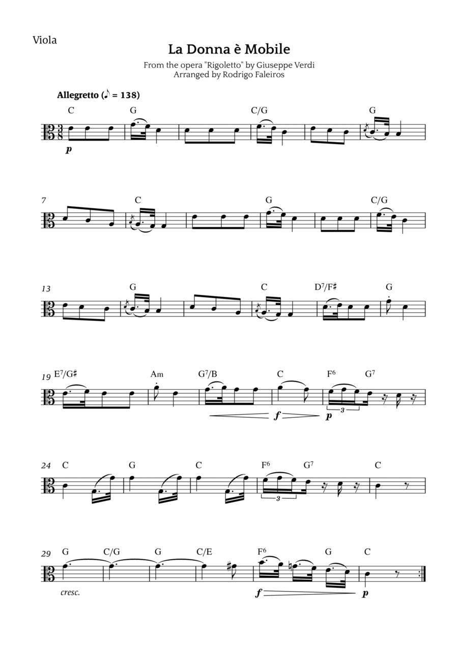 La Donna è Mobile Chamber Music scores gallery preview page 1