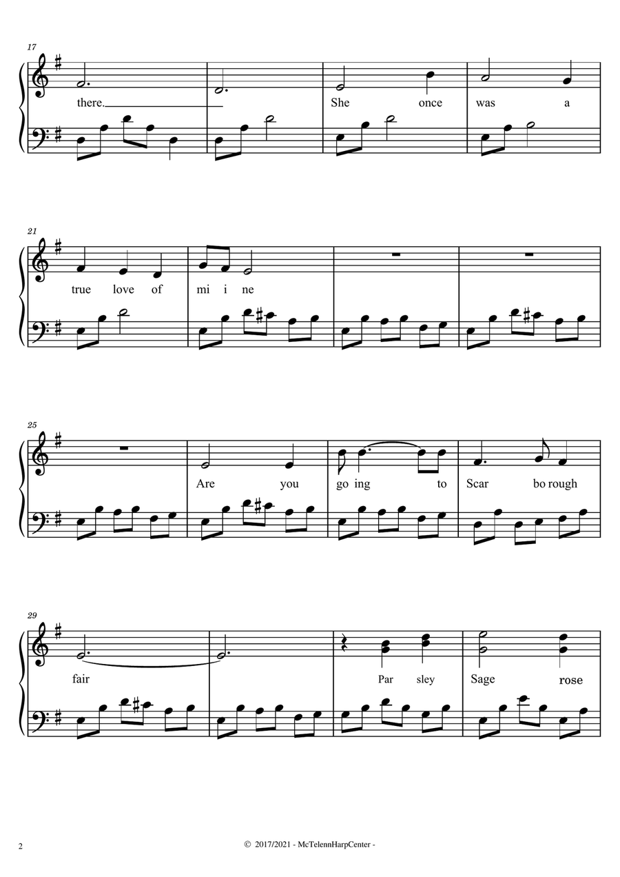 Scarborough Fair/canticle Celtic Harp scores gallery preview page 3