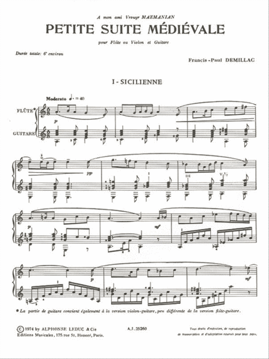 Petite Suite Medievale (flute & Guitar) Flute Solo scores gallery preview page 2