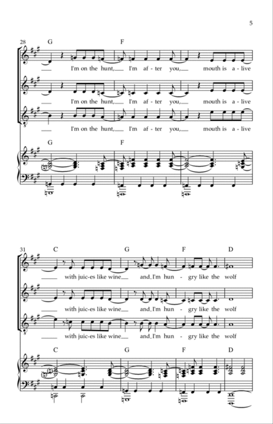 Hungry Like The Wolf Hungry Like The Wolf 3-Part scores gallery preview page 5