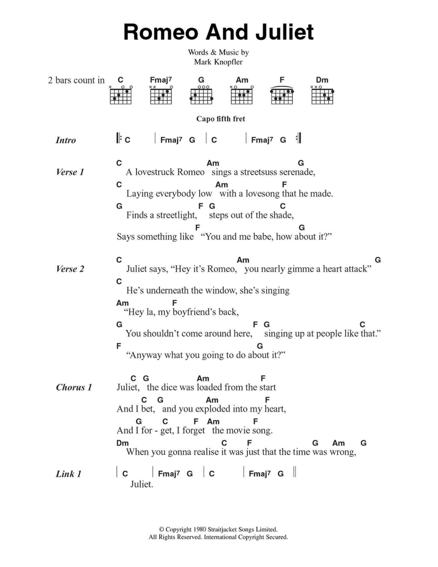 Romeo And Juliet Easy Guitar scores gallery preview page 1