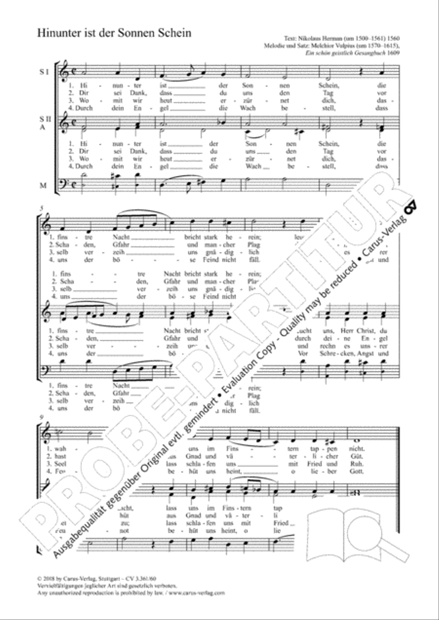 Hinunter ist der Sonnen Schein Choir scores gallery preview page 2