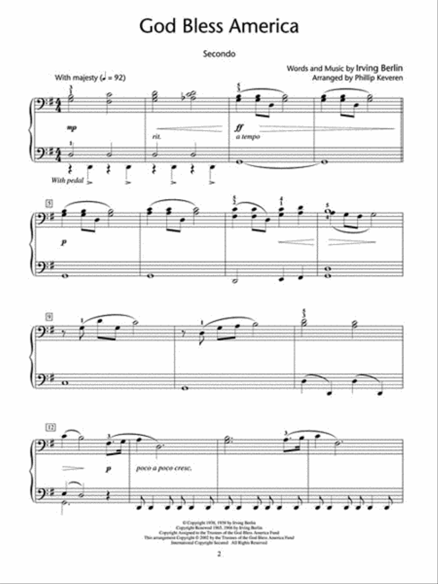 God Bless America and Other Patriotic Piano Duets – Level 5 Piano Method scores gallery preview page 3