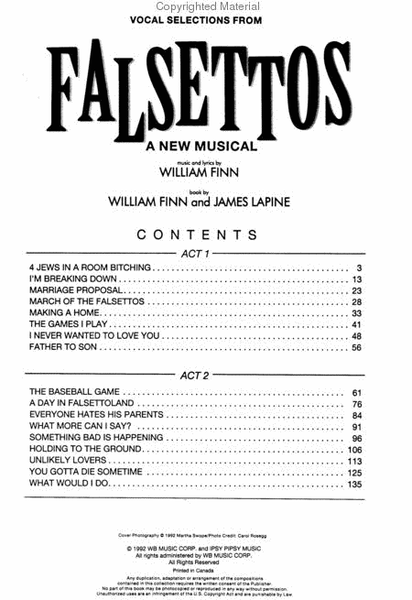 Vocal Selections From "Falsettos"