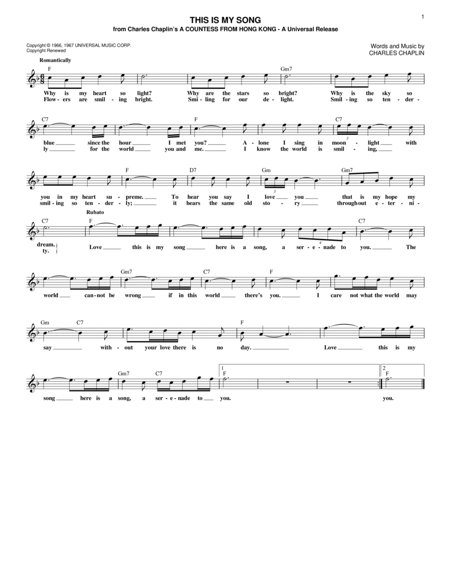 This Is My Song Piano scores gallery preview page 1