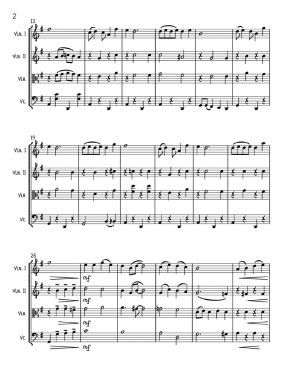 Rudolph The Red-nosed Reindeer String Quartet scores gallery preview page 2