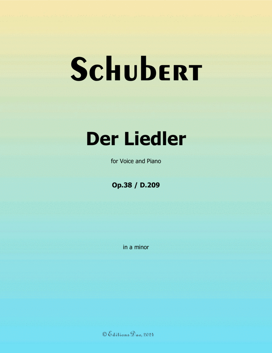 Der Liedler, by Schubert, Op.38(D.209), in a minor Voice scores gallery preview page 1
