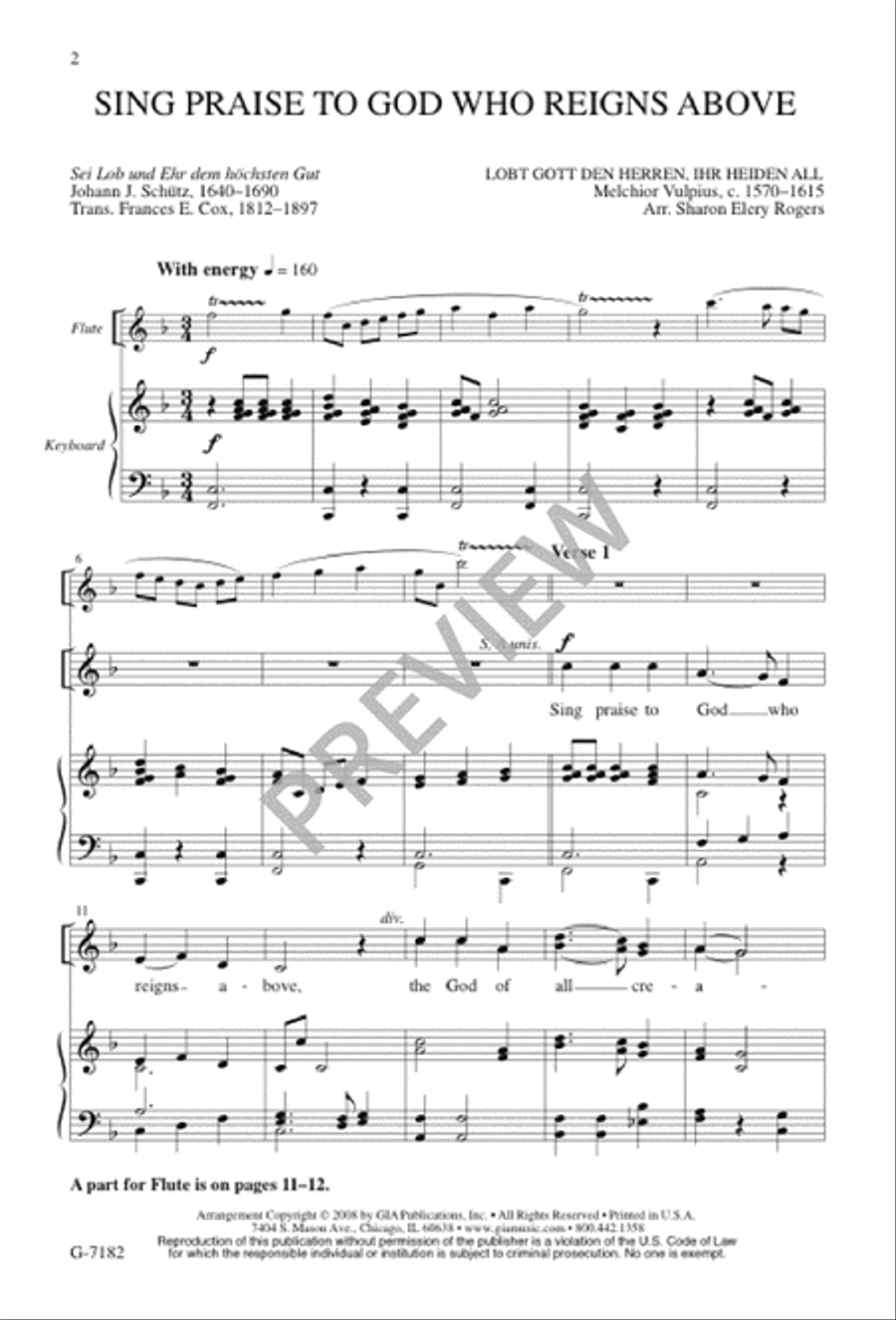 Sing Praise to God Who Reigns Above 4-Part scores gallery preview page 2