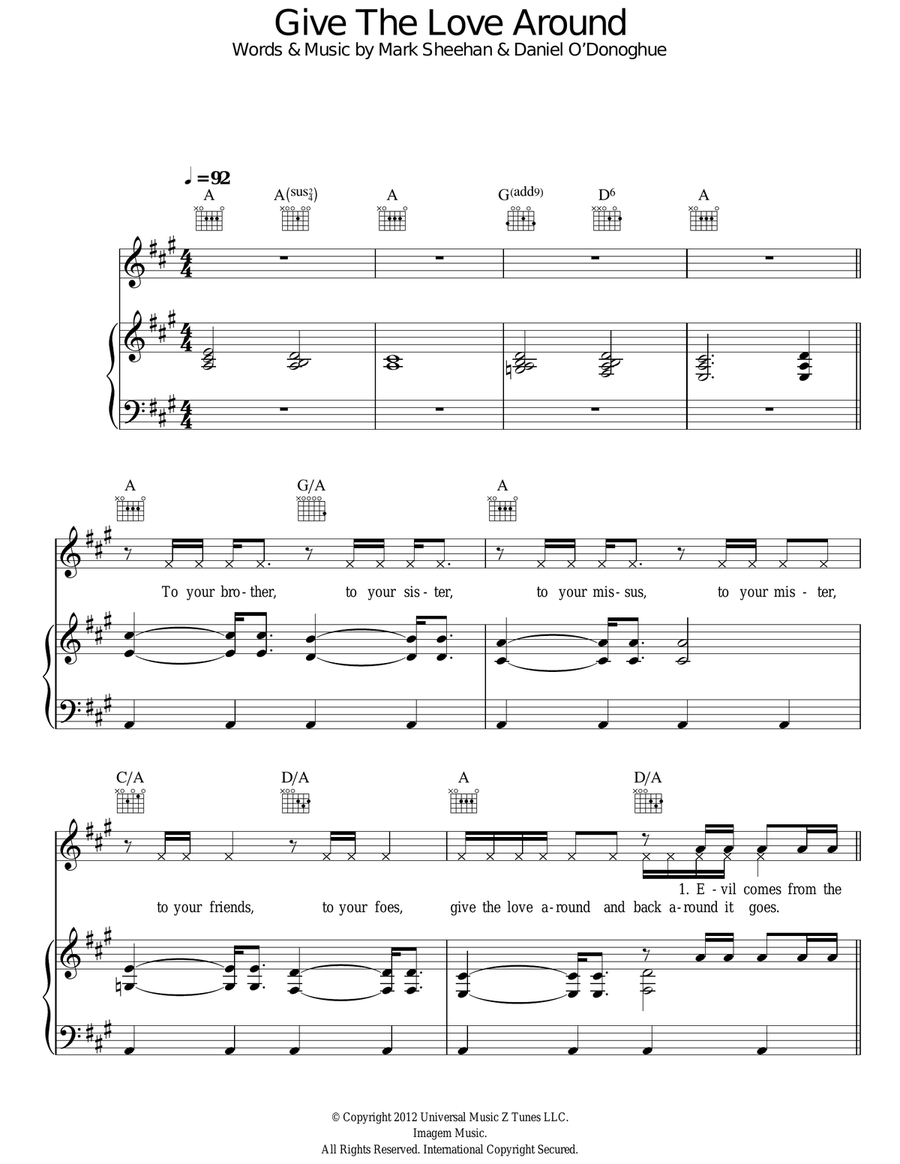 Give The Love Around Acoustic Guitar scores gallery preview page 1