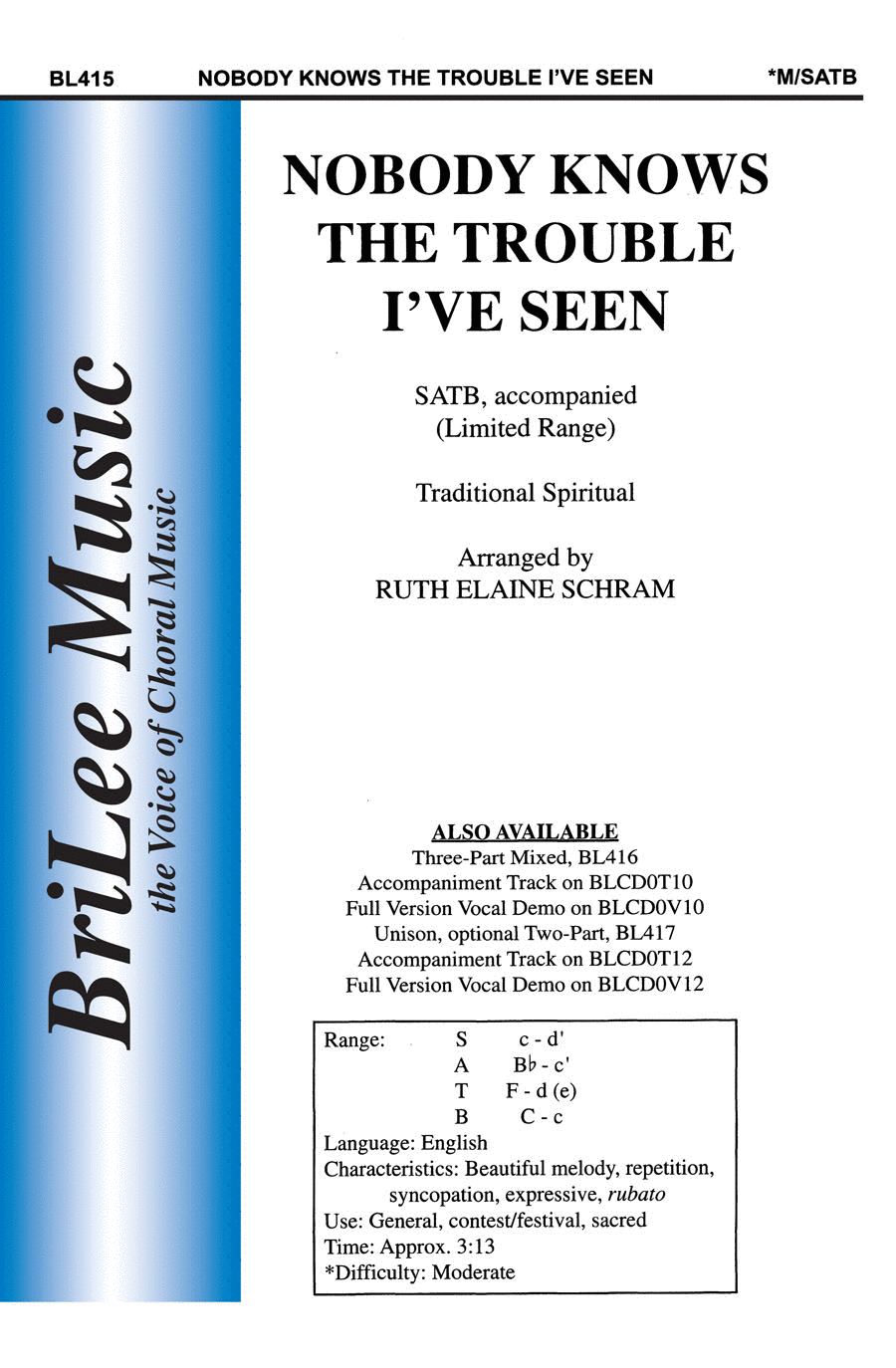 Nobody Knows the Trouble I've Seen 4-Part scores gallery preview page 1