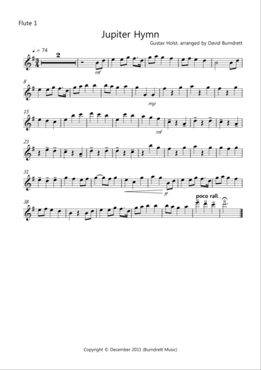 Jupiter Hymn for Flute Quartet Flute Quartet scores gallery preview page 4
