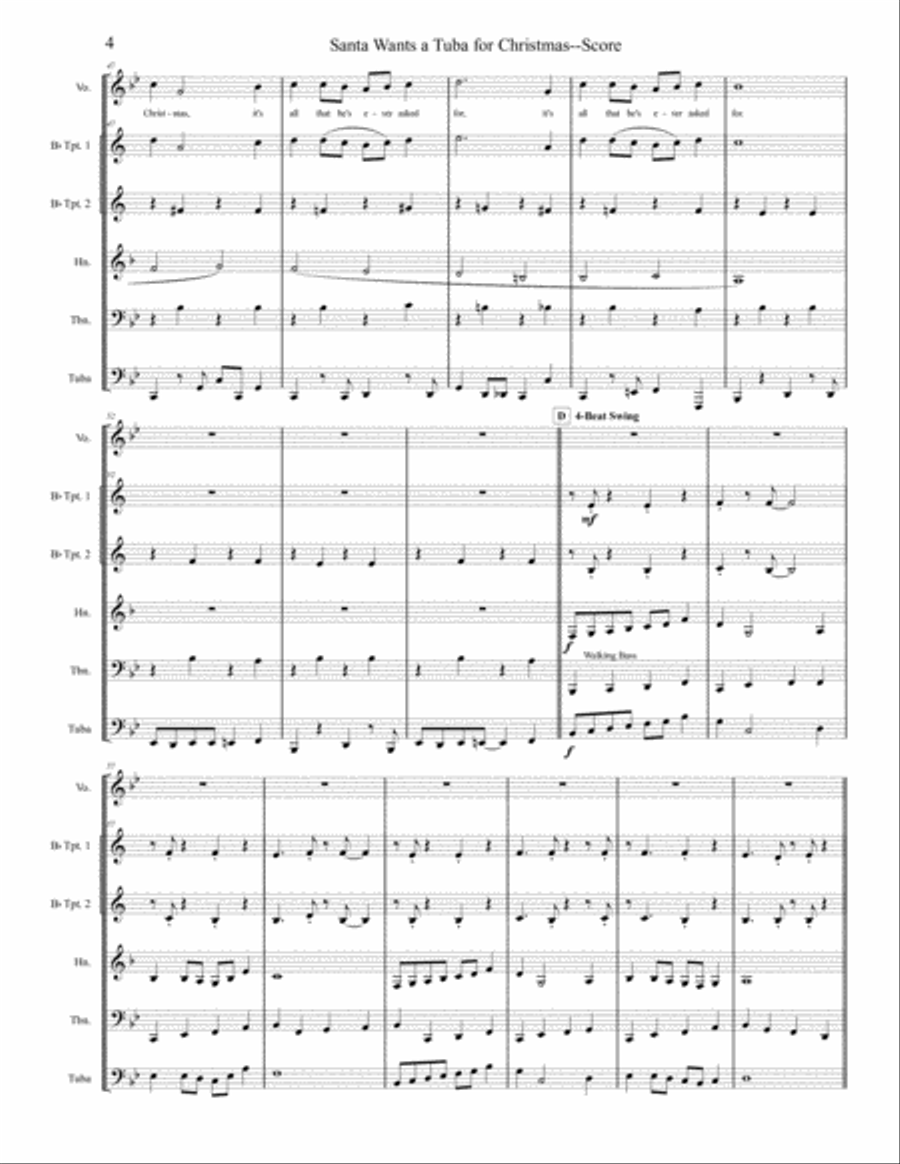 Santa Wants A Tuba For Christmas - Brass Quintet