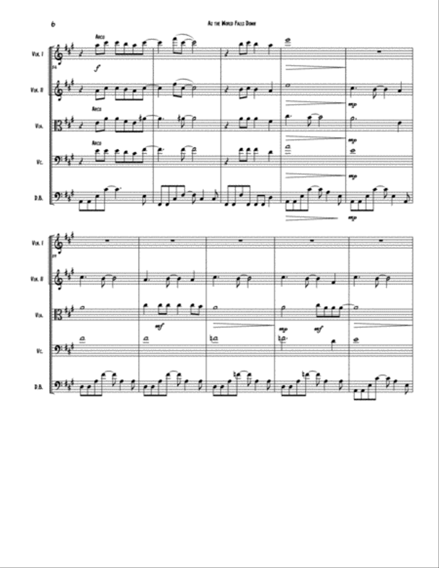 As The World Falls Down String Quartet scores gallery preview page 6