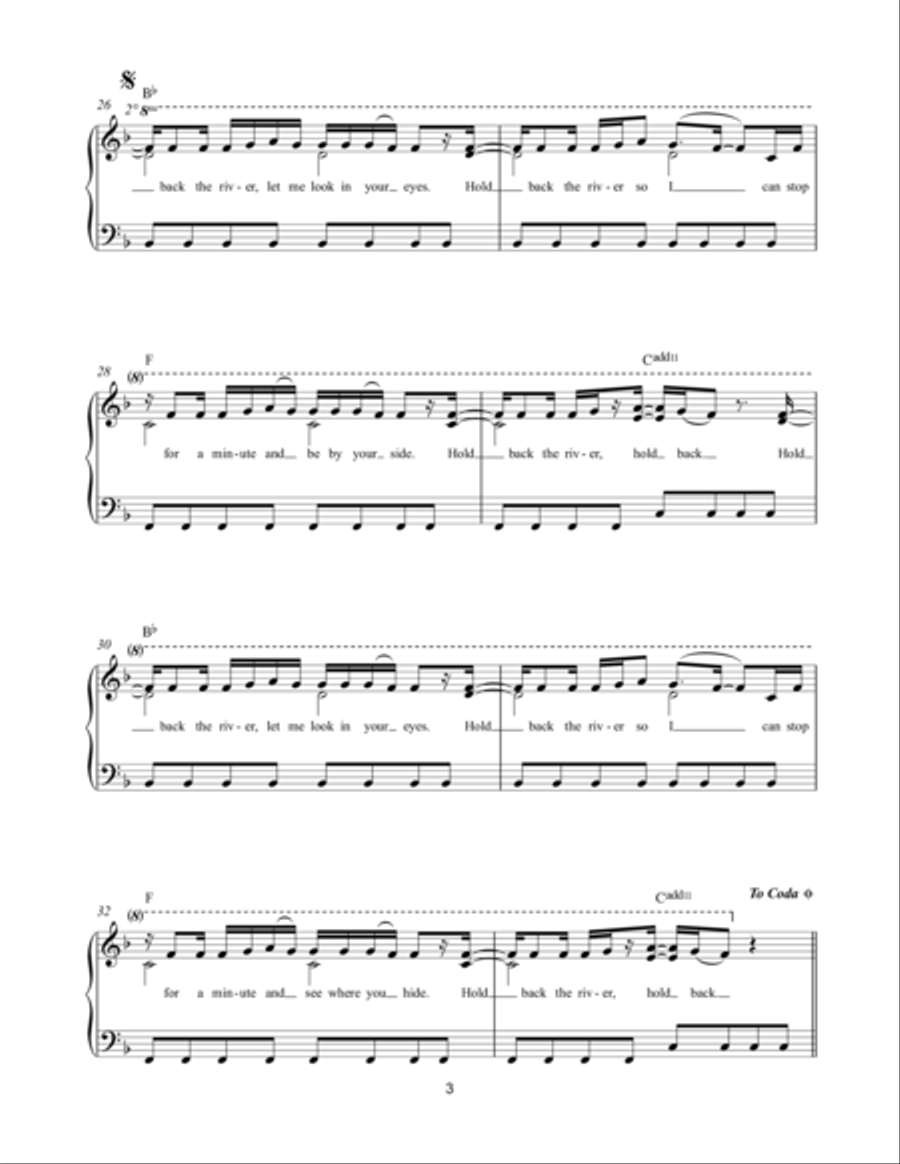 Hold Back The River Hold Back The River Easy Piano scores gallery preview page 3