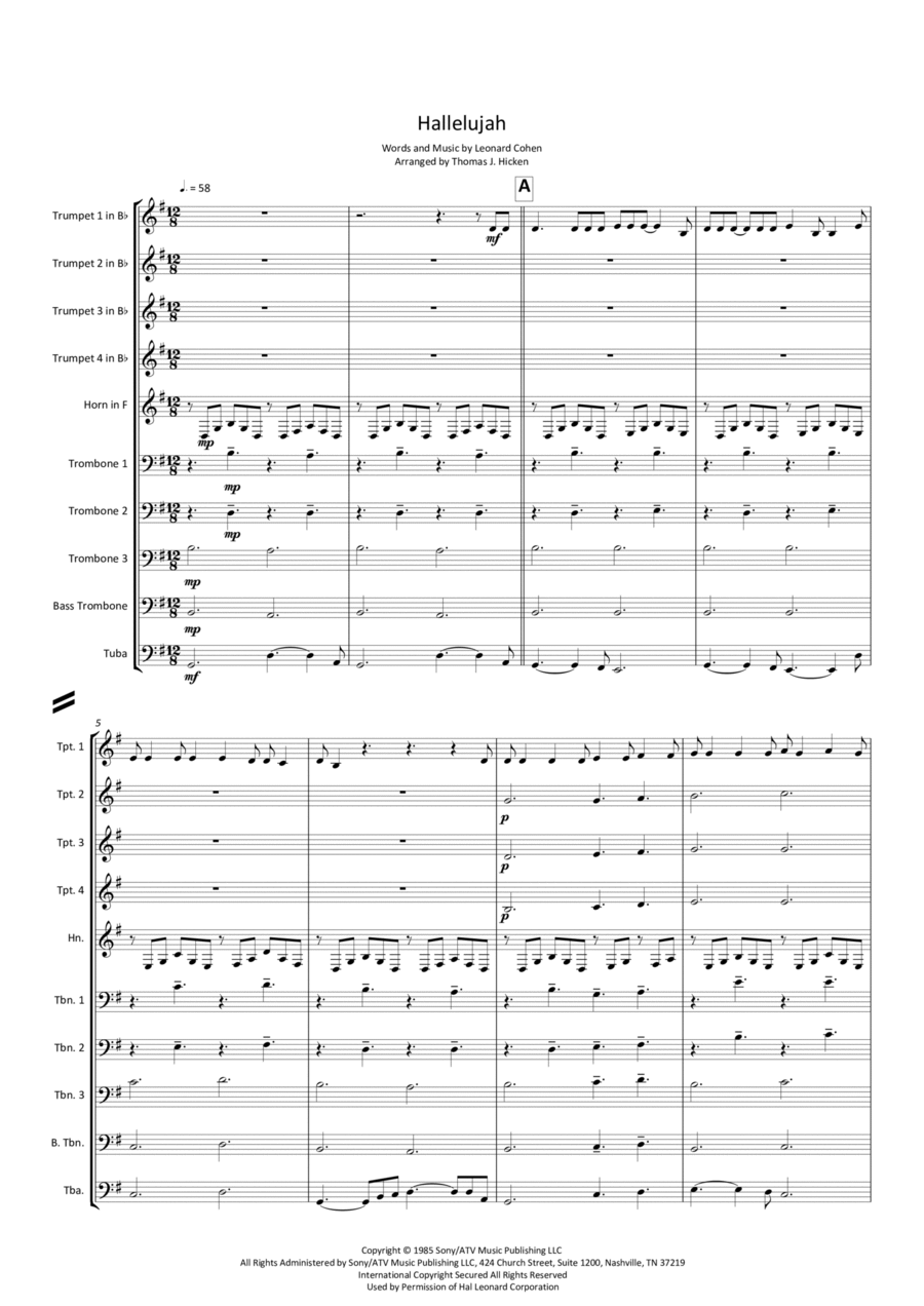 Hallelujah Hallelujah Brass Ensemble scores gallery preview page 1