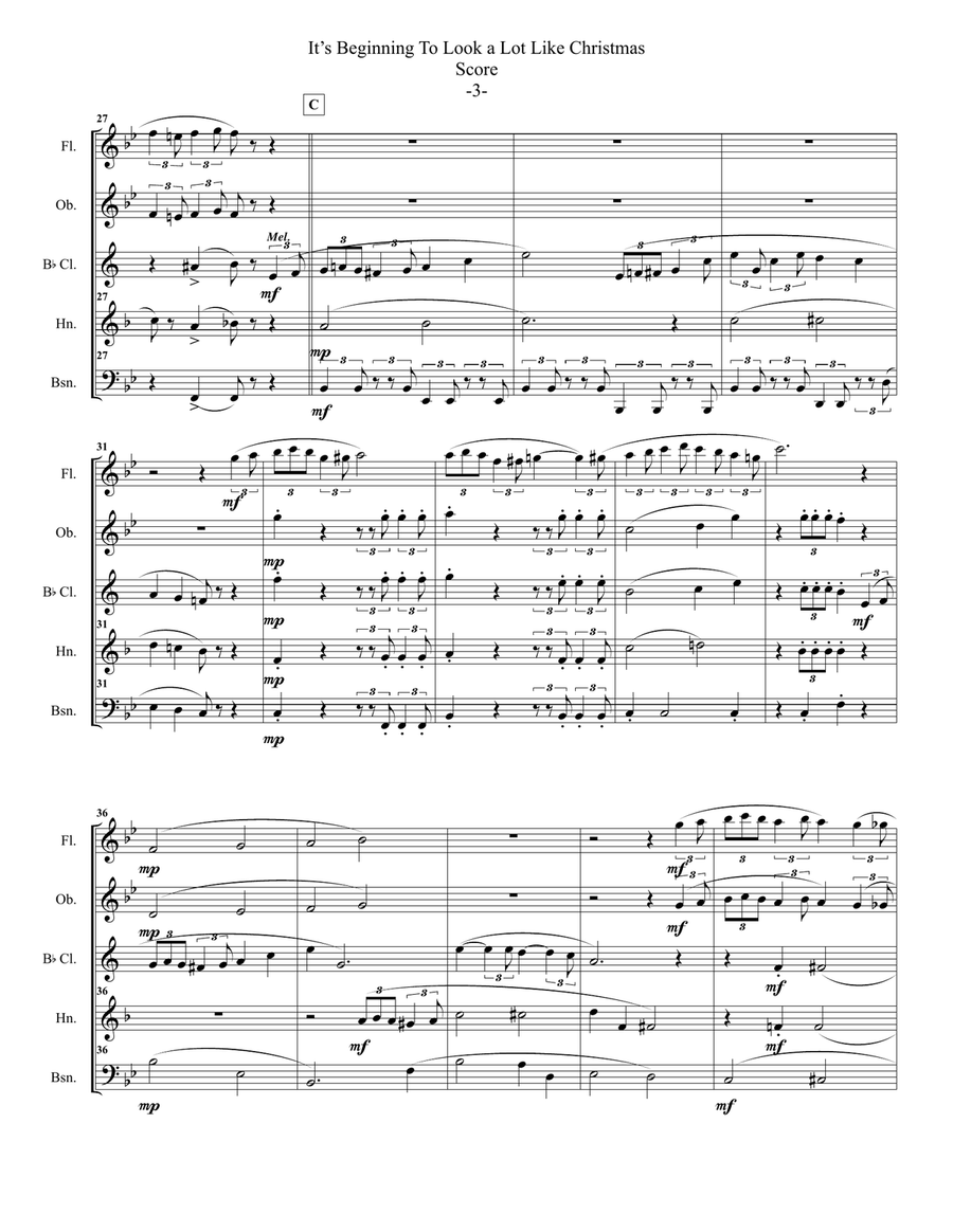 It's Beginning To Look Like Christmas Woodwind Quintet scores gallery preview page 4